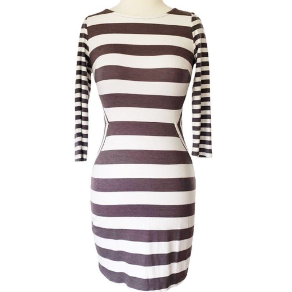 Ella Moss Gray & White Striped Dress